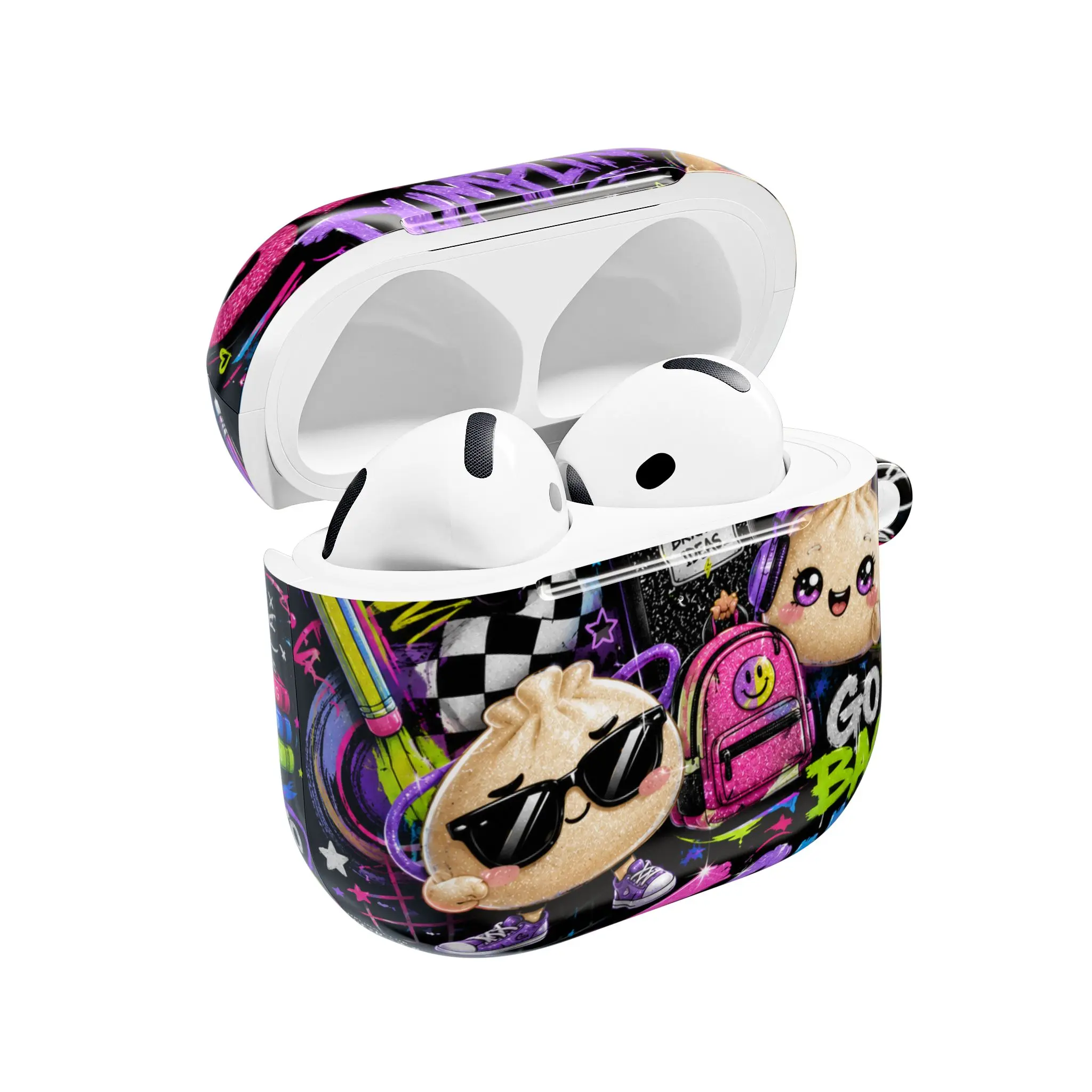 Glitter Dumpling Club AirPods Case - 'Back to School' Protective Audio Shell with Lightning Charging Port Access, Neon