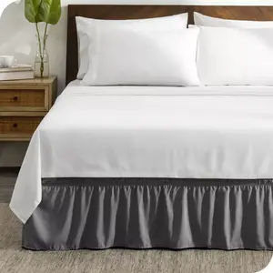 Adjustable Wrap Around Ruffled Bed Skirt by Bare Home - King, Grey