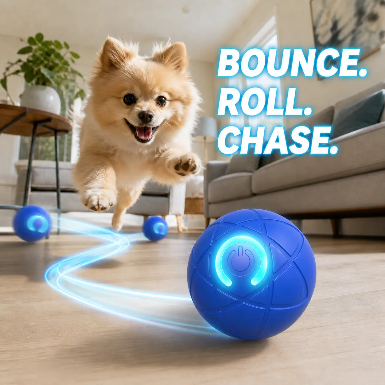 Automatic Interactive Dog Toy Ball, Electric Bouncing Pet Ball, Rechargeable Self-Moving Chase Toy for Dogs, Puppies and Cats, Indoor Pet Enrichment and Boredom Relief, Gift for Dog Lovers