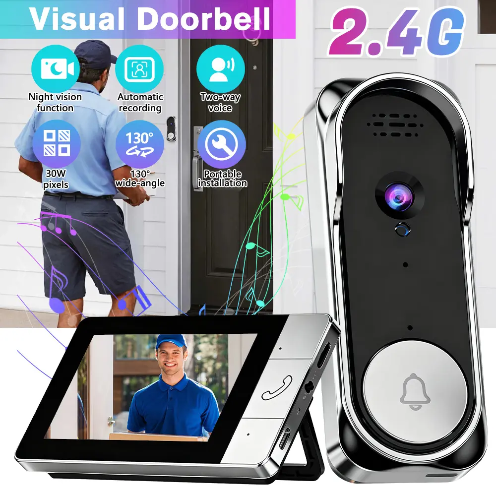 Smart Home Video Doorbell with 7-inch Touchscreen Display and HD Camera for Secure Entry and Communication