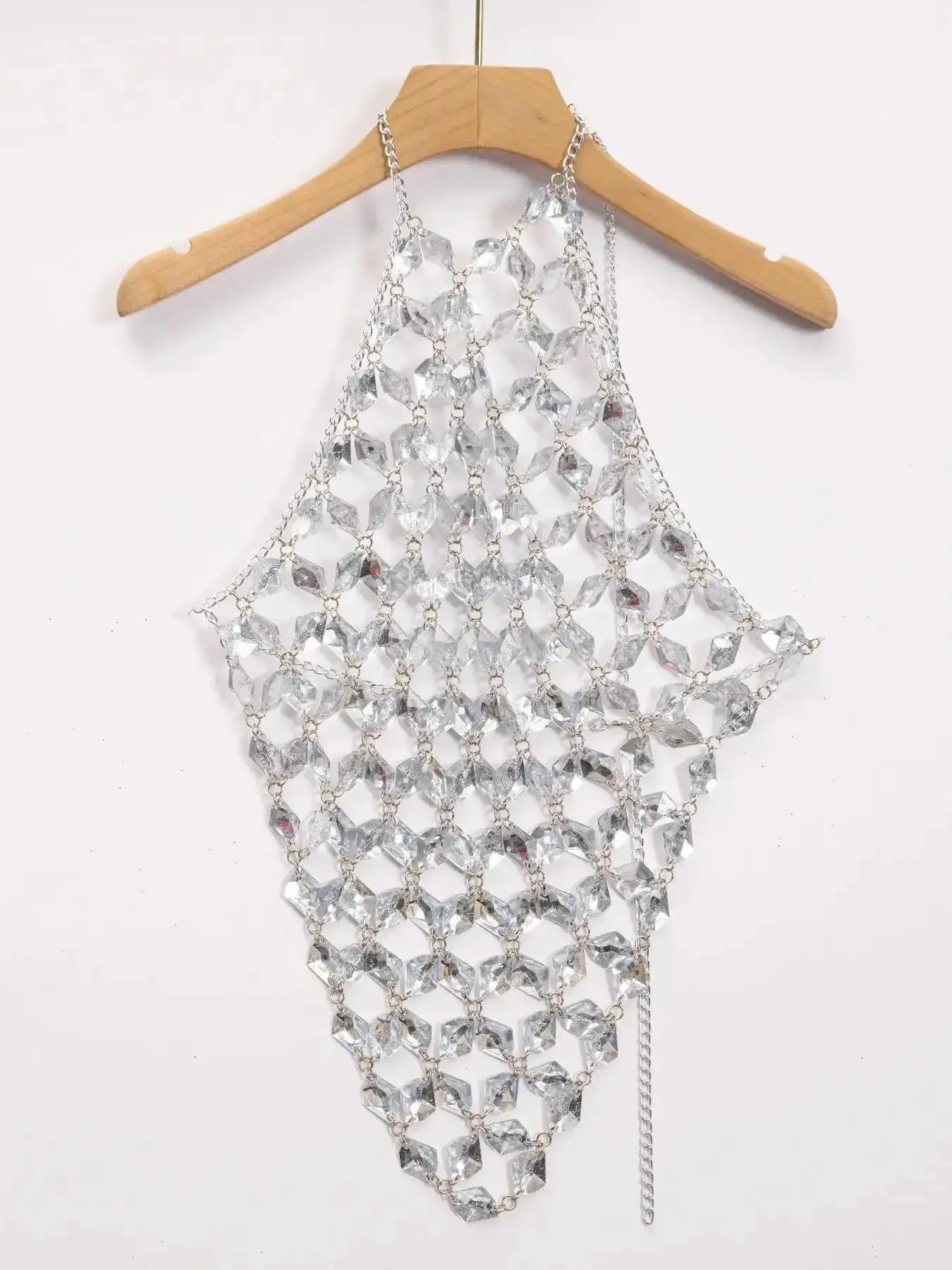 Women's Rhinestone Decor Halter Cami Top, Chic Fashion Fitted Hollow-Out Backless Cami Top for Party Vacation, Ladies Clothes for All Seasons