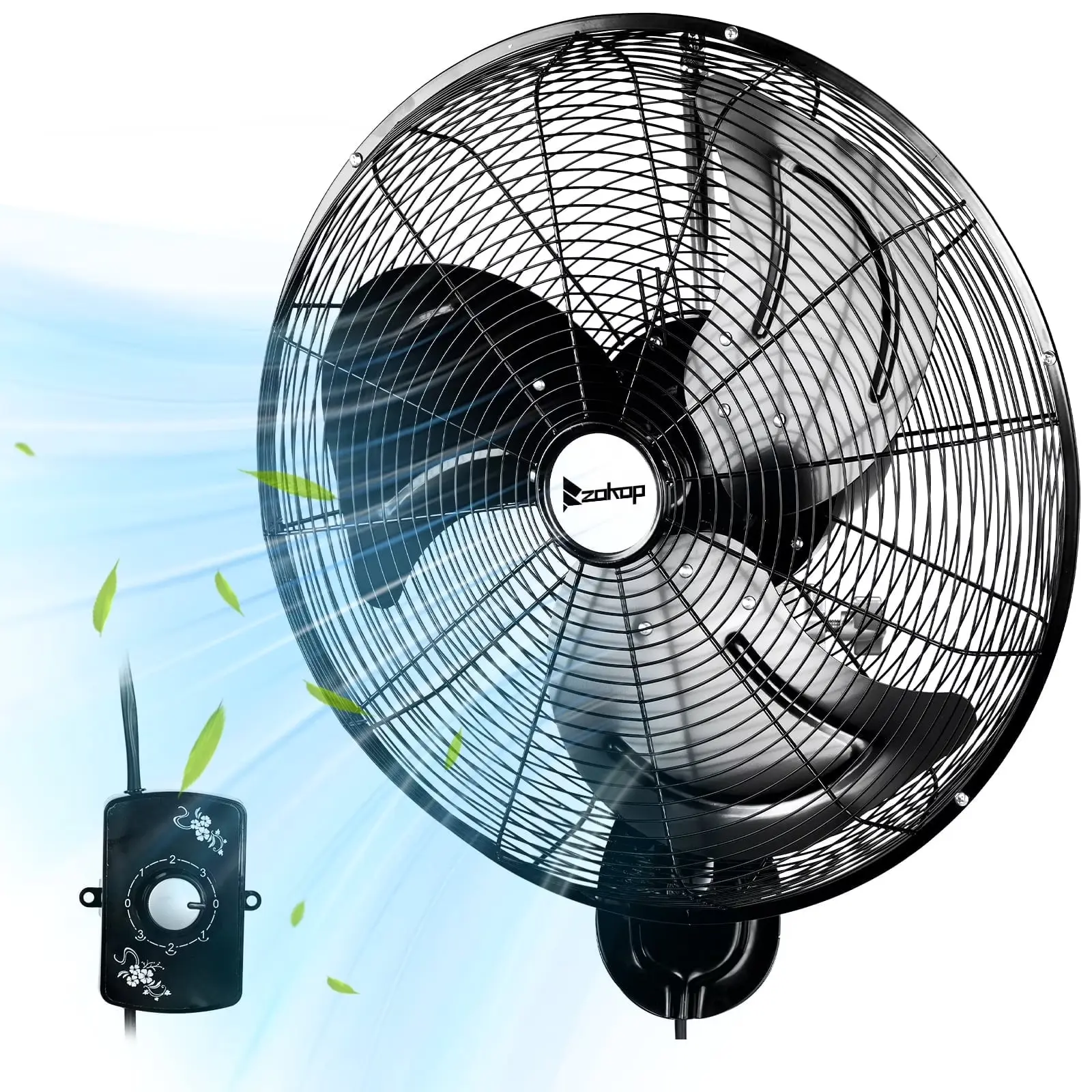 ZOKOP Wall Mount Oscillating Industrial Fan (18/20/26/30 In) - 110V Voltage, High Velocity, 3-4 Speeds, 4592-9299CFM, Aluminum Blades, 230W, for Commercial/Residential Use (Garage, Greenhouses) - 18 In 3 Speed 4592CFM Net 13.67Lb, High Velocity Fan, Multi