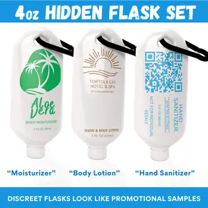 Classy Wino Hidden Flask Set of 3 - 4oz BPA-Free Food-Grade Plastic Hand Sanitizer Lotion & Liquor Disguise Bottle Travel Flask with Funnel