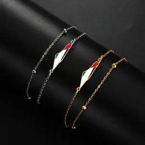 FASHION4U - COOLTIME Palestine Map Charm Women Bracelets Stainless Steel Adjustable Double Layer Men Geography Bracelet jewelry