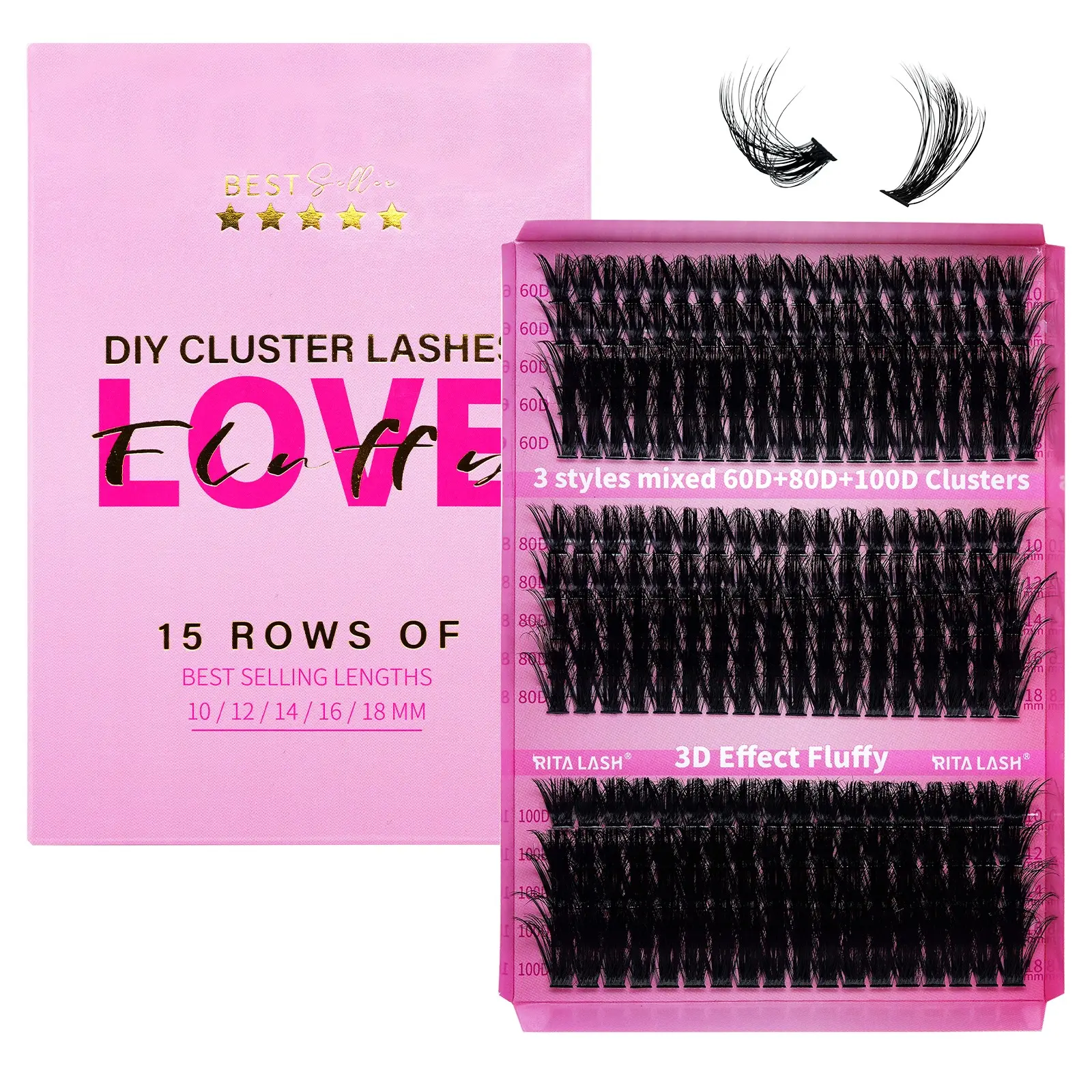 Cluster Lash Kit, 1 Box Mixed Length & Styles Natural Look Eyelash Extensions, Self Grafting Curl Eyelashes, Eye Makeup Enhancement, Eyelash Clusters, Mega Eyelash Clusters, Hybrid Lash Set, Diy False Eyelashes, Pink