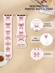 Sweet Bowknot Silicone Watch Band, Comfortable Soft Durable, Polka Dot Design, Fits Iwatch 1/2/3/4/5/6/7/se, Unisex Gift Choice, Smart Watch Accessories