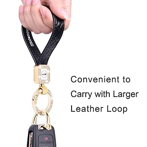 Wisdompro Bling Leather Car Keychain, Universal Microfiber Leather Key FOB Keychain Key Chain Holder Accessories