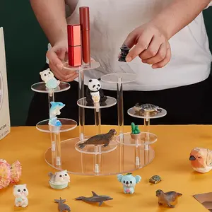 Acrylic Display Stand Set, Multi-Layer Square Organizer for Cosmetics & Perfumes, Dolls & Jewelry Showcase, Transparent Acrylic Holder, Acrylic Display Rack