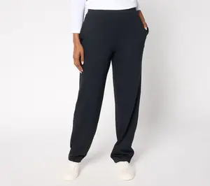 Denim & Co. Petite Knit Twill Straight Leg Pull-On Pant