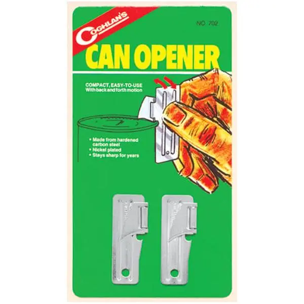 Coghlans 159032 Handy GI Can Opener - Compact Nickel-Plated Kitchen Utensil with 2-Piece Pocket Packing for Home Kitchen Use