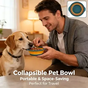 Portable Folding Dog Bowl, Foldable Pet Food and Water Dish, Space-Saving Travel Bowl, Lightweight and Easy to Clean, Durable Pet Utensil