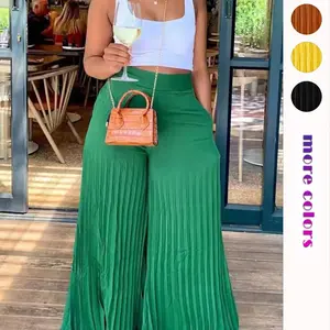 Women'sPocketPleatedWideLegPants,CasualHighWaistTrousersforSpring&Fall,GoingOutBottoms,Women'sBottomsforDailyVacationParty,Womenswear