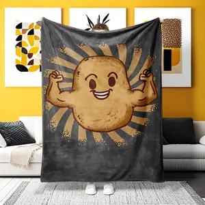 "A Playful Muscular Potato Flannel Blanket – Ultra-soft for Home, Camping & Office! Ideal for quirky food fans seeking fun, energetic decor with a buff potato twist and cozy, versatile functionality."