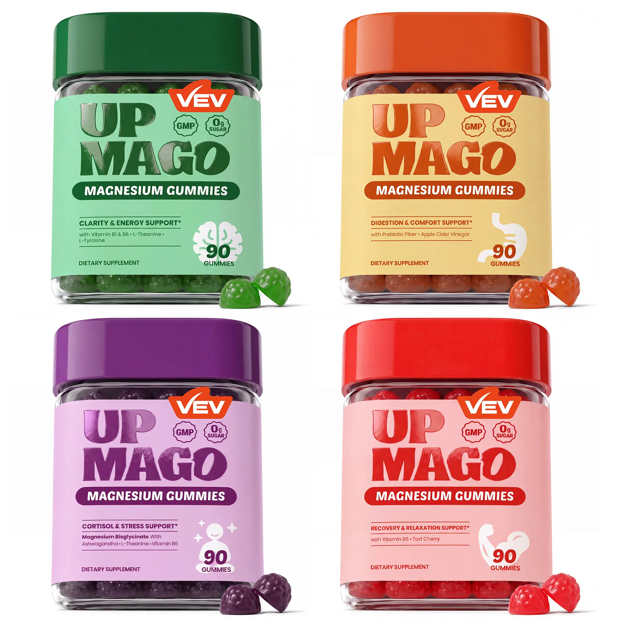 VEV Supplement Bundle: Citrate + Complex + Malate + Bisglycinate Magnesium Gummies, for Daily Nutrition