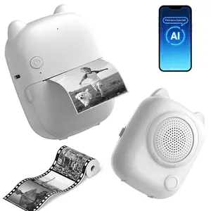 Mini Sticker Printer & Portable Label Maker | Generates AI Study Notes & Stories via Voice Command | Inkless Thermal Photo Printer for iOS & Android