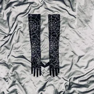 Crystal Spiderweb Opera Length Gloves