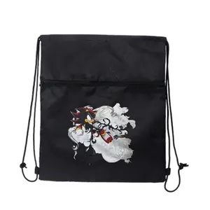 Sharp Shadow the Hedgehog Thorn-Detailed Graphic Black Drawstring Zipper Backpack Lightweight Durable for Daily Commute and School