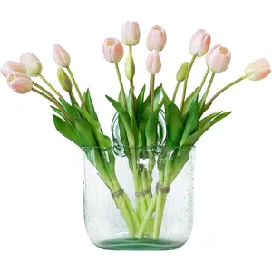 5 Pieces Artificial Tulip Bouquet, Latex Real-Touch Fake Tulips, Perfect for Office, Wedding, Party, Home, Kitchen and Garden Decoration