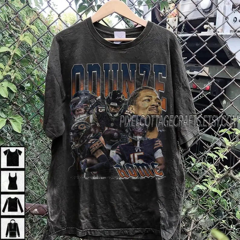 Odunze Vintage Bootleg Graphic Tee, Chicago Football  Tshirt