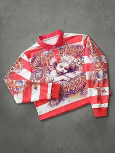 Men's Vintage Polo Sweatshirt, Street Style, College Wind, Fashionable, Casual, All Seasons, Long Sleeve, Striped Pattern