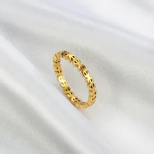 Women's 18 Karat Gold-Plated Stainless Steel Dollar Symbol Stackable Jewelry Set - Creative Exquisite Fashion Accessory, Gold Stackable Rings,summerwins