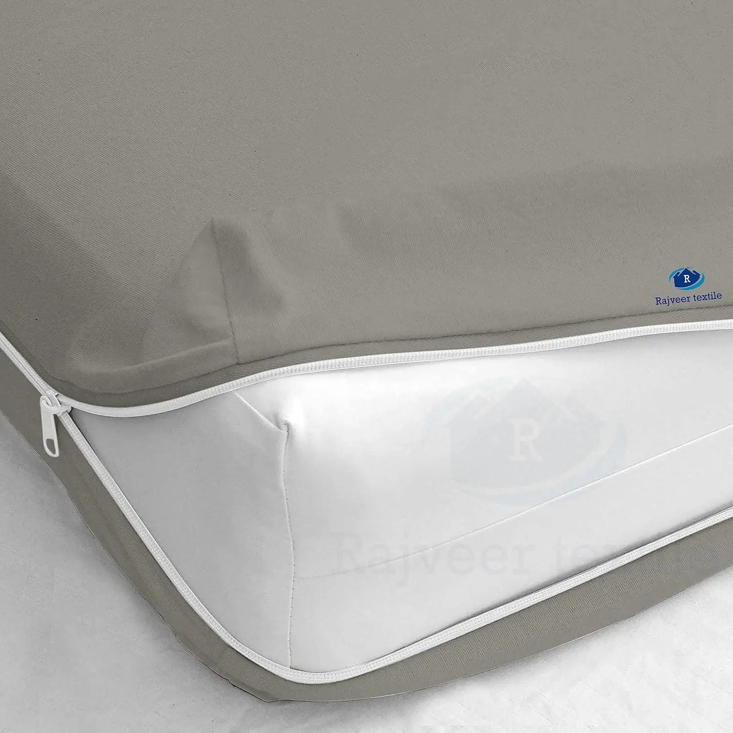 Zipper Fitted Sheet King Light Grey Soft Microfiber 8" Deep Pocket