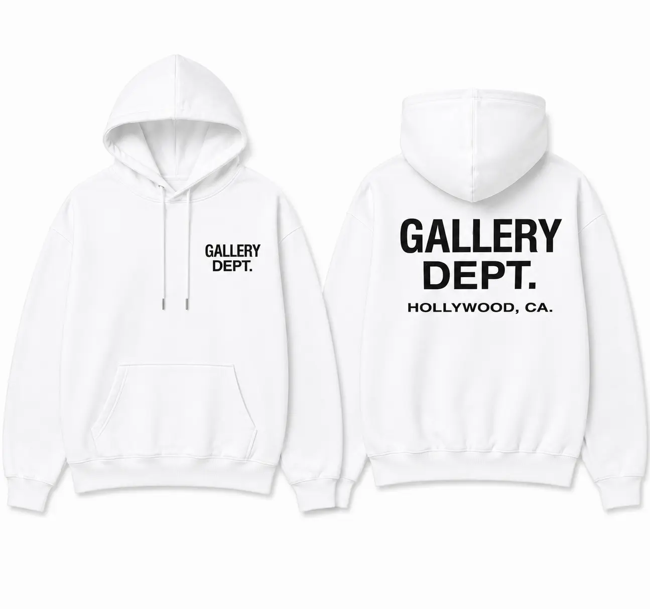 Gallery Dept Hoodie, Hollywood CA Graphic Pullover, Premium Cotton Blend Hooded Sweatshirt, Unisex Streetwear Hoodie