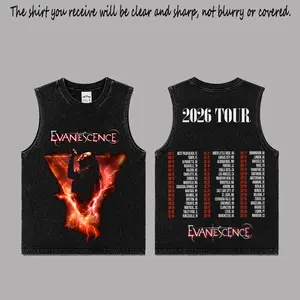 Evanescence 2026 Tour Sleeveless Acid Washed T-Shirt, Vintage Gothic Rock Band Graphic Muscle Tee, Lightning Concert Streetwear Apparel, Dark Music Fan Shirt, Gift For Evanescence Fans & Alternative Music Lovers