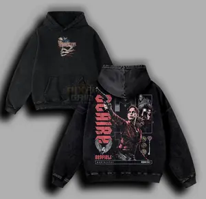 Resident Evil 2 Claire Redfield Survival Horror Game Graphic Oversized Tee Vintage Washed Unisex T Shirt Dark Action Menswear Streetwear Sweatshirt Apparel Hoodie Casual