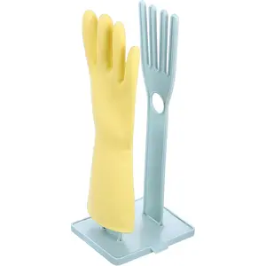 Kitchen Gloves Holder Mitten Dryer Reusable Rubber Glove Clothes Drying Rack Plastic Washing Sink Holder Stand Towel Hanger for Dish Gloves Rags Sponge Food Bag Organizer Blue