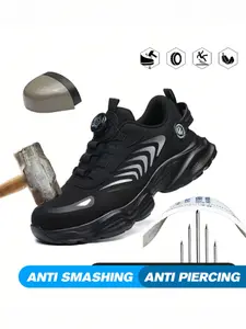Rotating Buckle Safety Shoes, Steel Toe Lightweight Breathable Anti-Smashing Puncture Proof, Durable Work Shoes for Men & Women