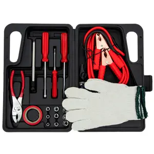 WorldWide Sales Online Tool Essentials 30pc Roadside Emergency Kit with Case and Booster Cables