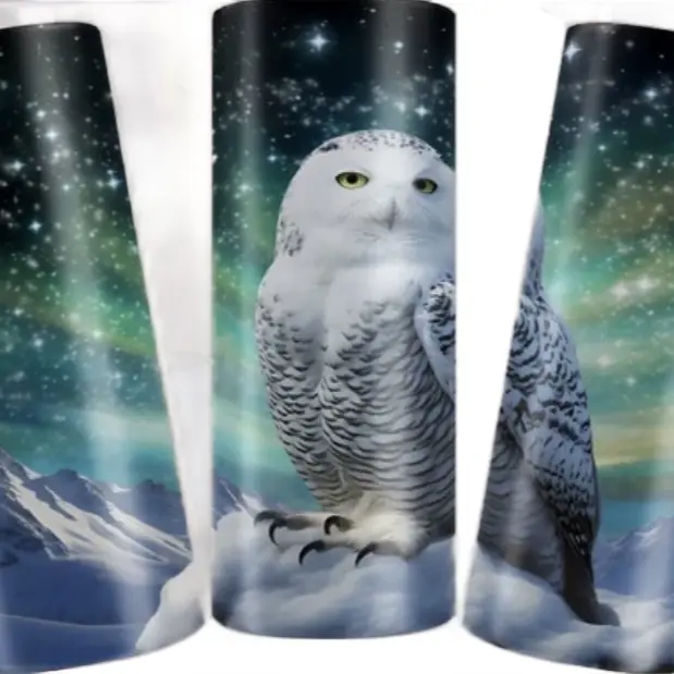 Beautiful arctic owl tumbler Drinkware Stainless