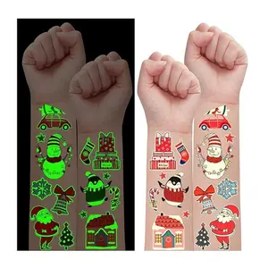 Glow in the Dark Christmas Tattoos for Kids – 24 Sheets Temporary Holiday Tattoos, Santa Snowman Stocking Stuffer Party Favors, Xmas Classroom Rewards, Luminous Christmas Party Supplies, Cute Holiday Gift, stickers, gift for kids, Santa Claus