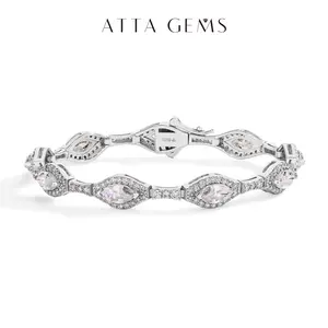 Luxury D VVS1 Full Sparkling Synthetic Moissanite Tennis Bracelet for Women Man Wedding Party Fine Jewelry Gift B020