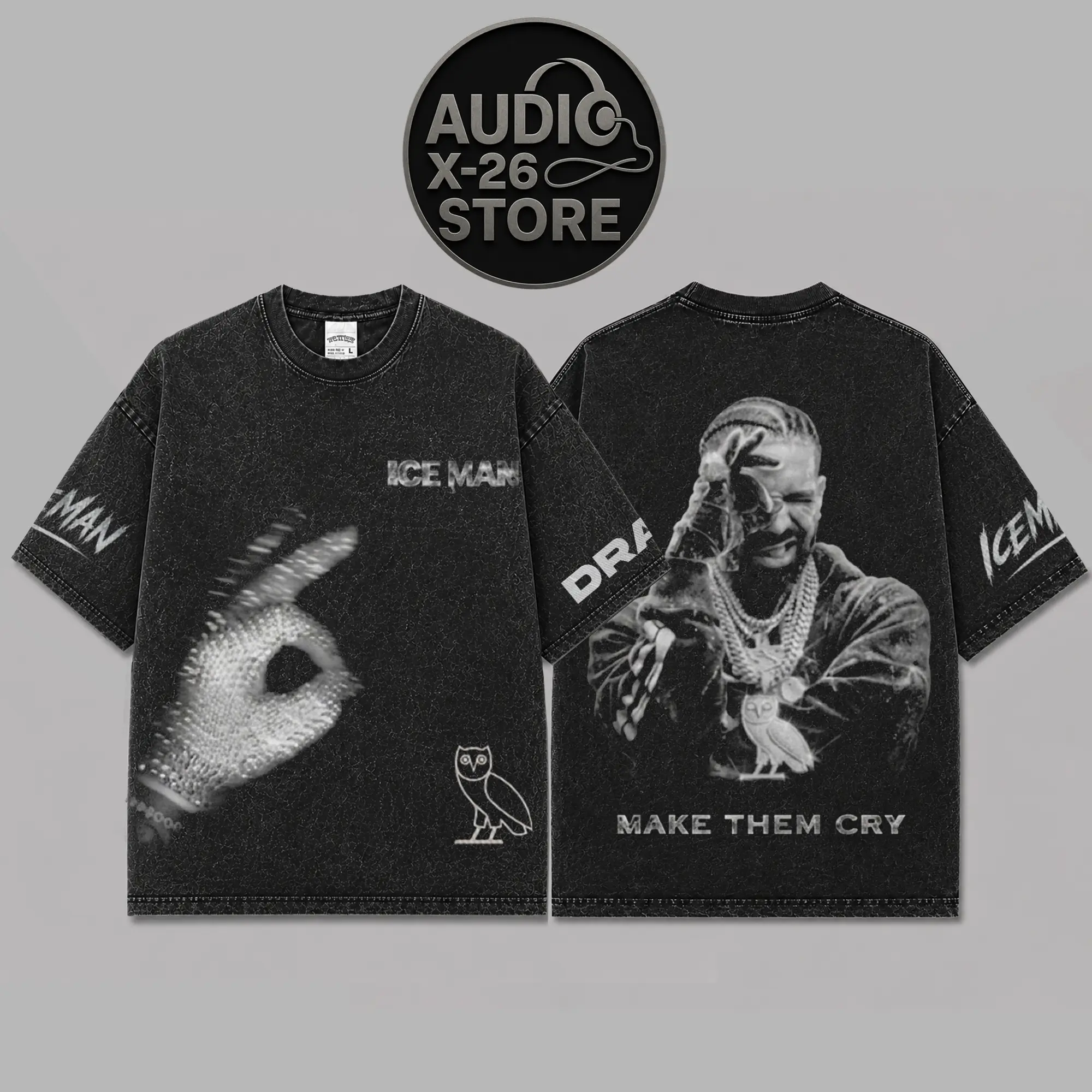 [X-26] Iceman Drake 'Make Them Cry' Graphic Premium Acid Washed Cotton T-Shirt, Maid of honour, Habibti Graphic Tee, Iceman Album Merch Streetwear Graphic Shirt, Gift for Drake Hip-hop Fans
