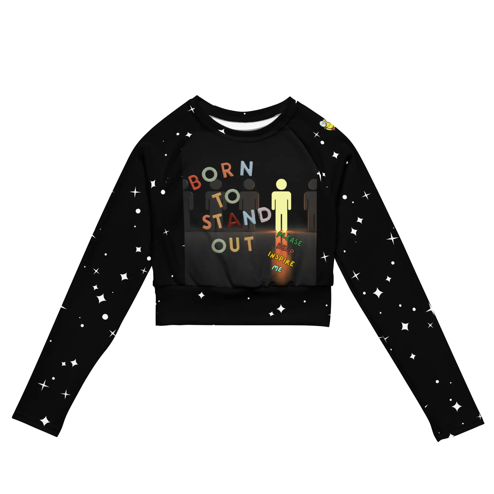 Authentic PHIM™ Born To Stand Out Women’s Long Sleeve Crop Top – Motivational Statement Streetwear