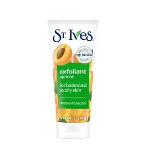 St. Ives Exfoliant Apricot Face Scrub 6 OZ for Balanced to Oily Skin Deep Exfoliation 100% Natural Ingredients