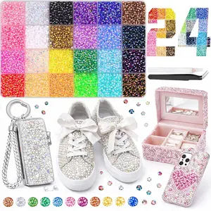 30000PCS 24 Colors Jelly Rhinestones Synthetic Beads 3mm Multicolor Resin Flatback for Bedazzling Art Crafting Book Shoes Nail Art Kit Tools bedazzled