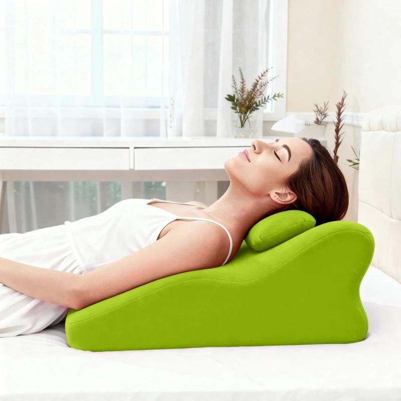 Overseas Stock Ergonomic Spinal Posture Support & Multi-Functional Bed Pillow Green