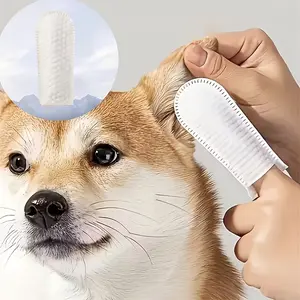 50pcs Non-Woven Fabric Pet Disposable Dental Cleaning Finger Sleeves, Tooth Plaque Removal Ear Cat Dog Brushing Oral Care Supplies