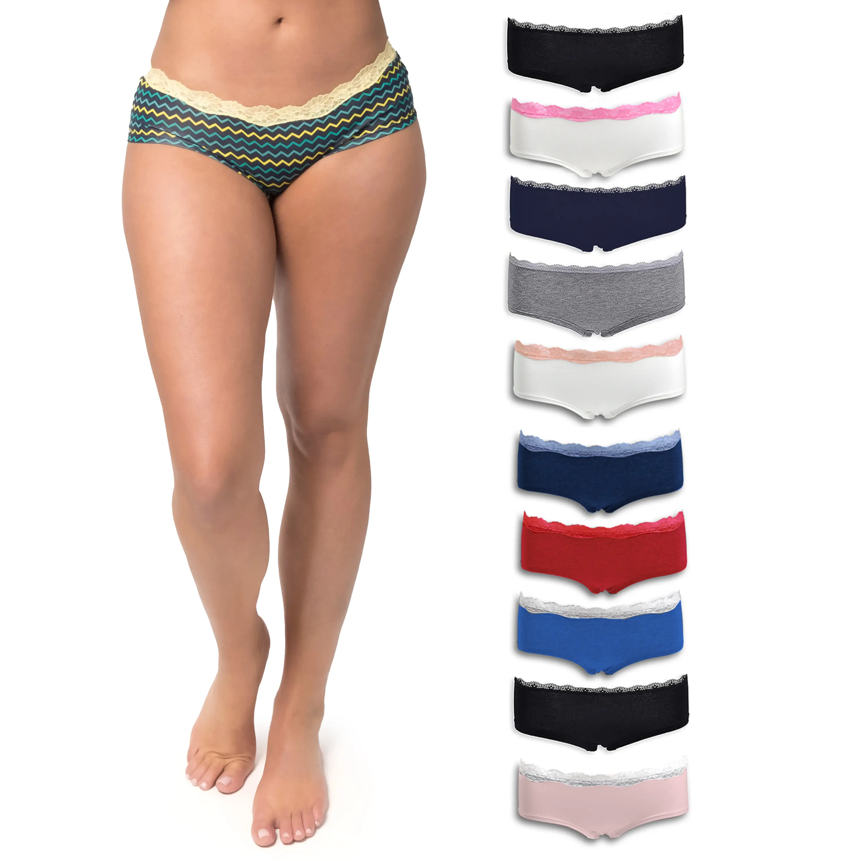 Women's Cotton Lace Smooth Underwear, Seamless Cheeky Hipster Panties Pack