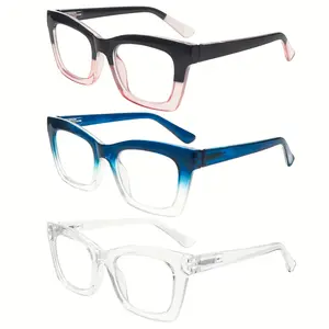 [Anti Blue Light Glasses] 3 Pairs Anti Blue Light Reading Glasses | Oprah Style Unisex Presbyterian Glasses Block Blue Light Chunky Frame Anti Blue Light Glasses Hundreds Of Fashionable Eyewear Memorial Day Holiday Party Gift