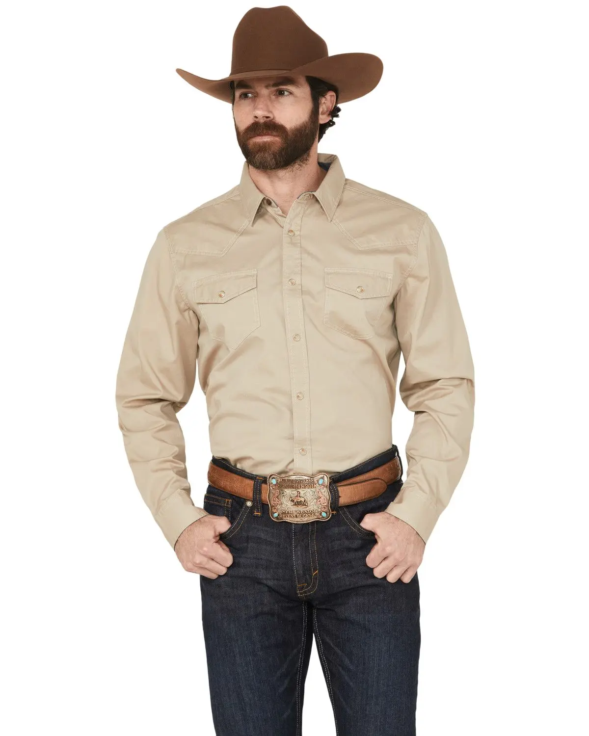 Cody James Men's Men'S Solid Treadstone Long Sleeve Pearl Snap Western - Cmho21w99-Tan-B