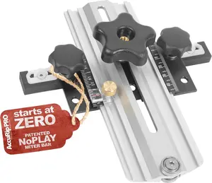 AccuRip Pro Thin Rip Jig – Table Saw Thin Strip Cutting Jig with NoPlay Expandable Miter Bar, Dual Lock Precision Adjustment, Reversible Metric and Imperial Index Plate