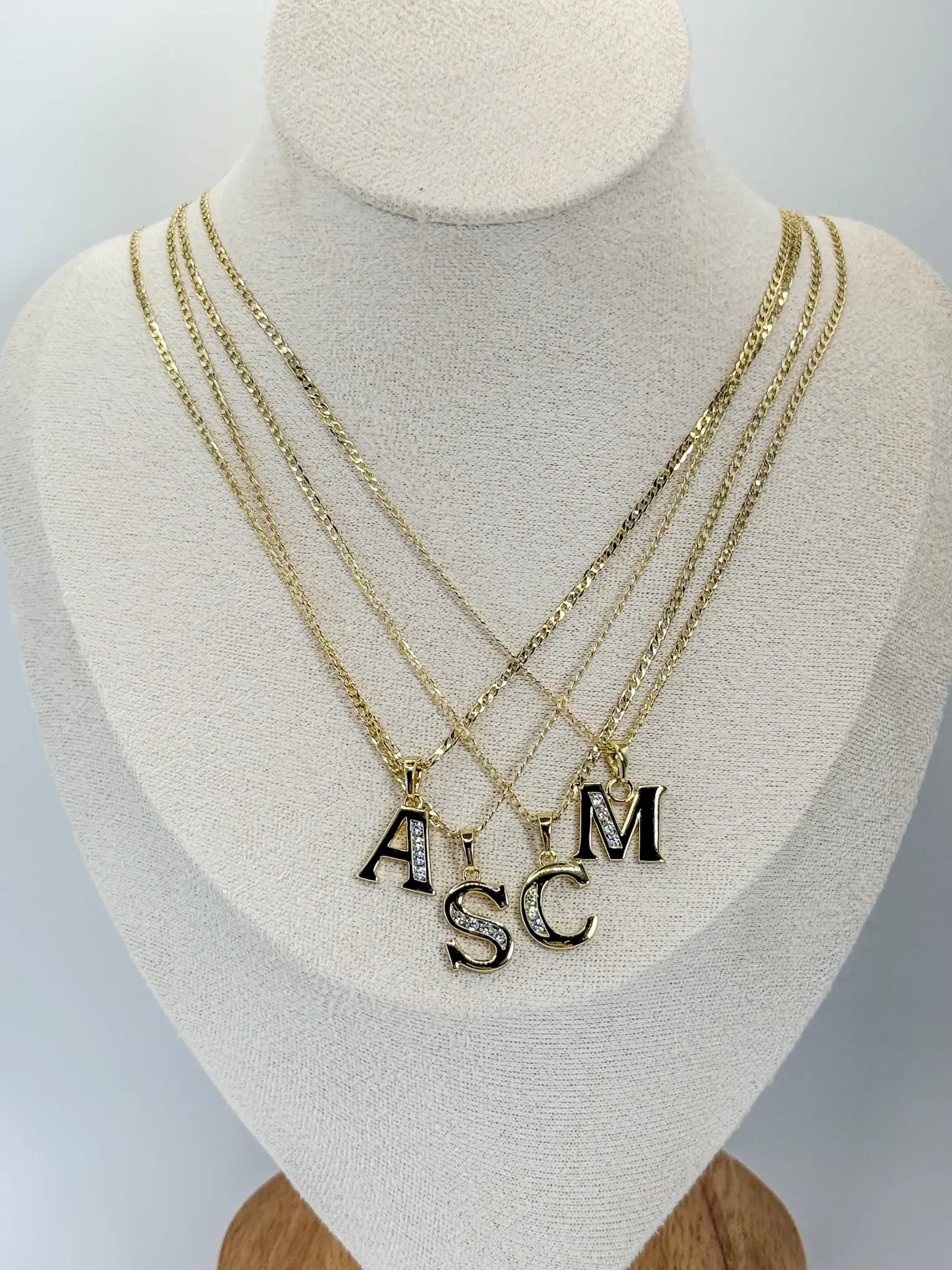 14k Gold-Plated Cuban Chain Initial/Letter Necklace Alphabet Pendant