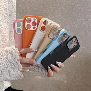 [Ultra-Thin Shockproof] iPhone 16/15/14 Plain Leather Texturizer Phone Case, High-End Texturizer Lightweight Hard Case, Anti-Slip Universal Fit