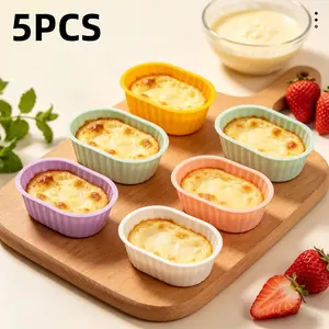 5-Piece Air Fryer Baking Molds Set, Kitchen Food-Grade Silicone Cups, Non-Stick Easy Release, Perfect for Eggs, Pancakes, Cupcakes, Pudding, Tart, Custard