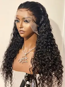 Soft No Glue Pre-Banked 26 Inch Long 180% Density Daily Curly Hair 13x4x1 Lace Front Wig, High Temperature Resistant