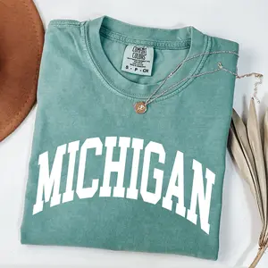 Comfort Colors Michigan Shirt, Faded Vintage Aesthetic Michigan Trendy Game Day Loungewear Michigan Cozy Shirt, Comfort Colors Tee